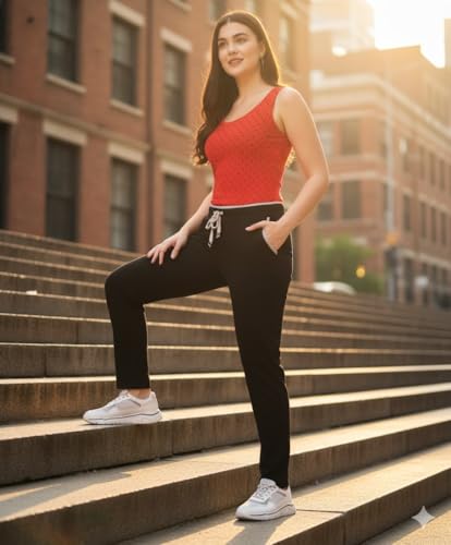 Image of Volex Women's Tank Top and Lower Set for Women | Stylish Cotton Co-Ord Set | Sleeveless Top & Jogger Lower for Women |Comfortable Stretchable Fabric 2-Piece Combo Set|women co ord set
