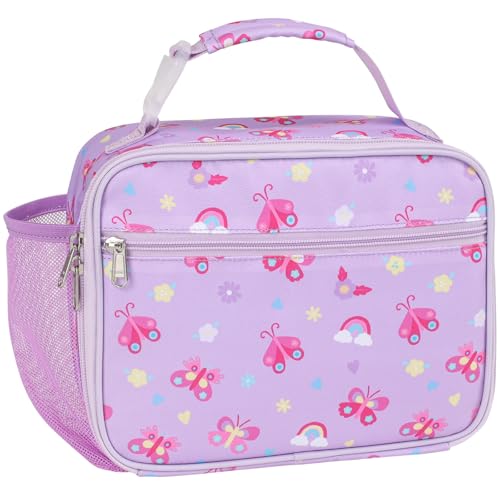 BrainyBees Lunch Bag for Girls - Insulated Kids Lunch Box Reusable Girls Lunchbox with Water Bottle Holder Toddler Lunch Tote Bag for School Daycare,...