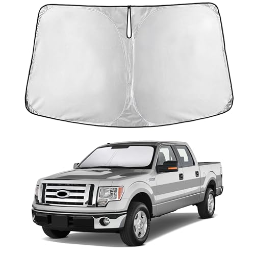 Image of EcoNour Windshield Sun Shade for Ford F-150 2009-2014 | Front Window Sunshade | Foldable Car Sun Protector | Blocks UV Rays & Keeps Interior Cooler