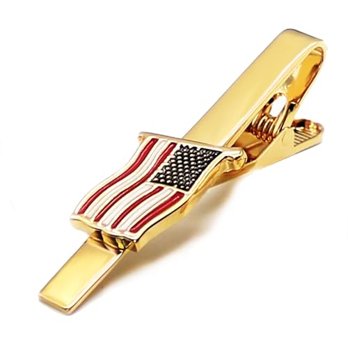 Image of US Flag Tie Clip Clothing Accessories for Weddings, Busiess Meetings, Officers, Government Departments, Pilots, Soldiers, and Military Friends American Flag Tie Clip