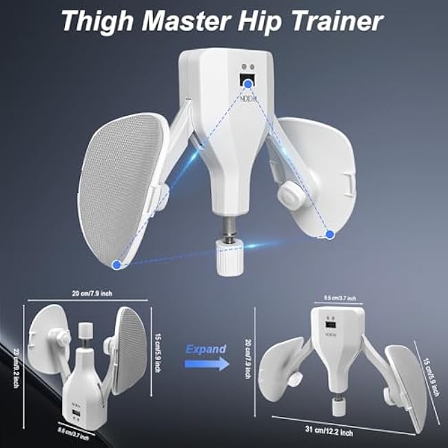 Thigh Master 0-110lbs Adjustable Resistance, Kegel Exerciser with Display Counter, Thigh Trainer for Home Workout Postpartum Training, Slim Thighs,Shape Back & Lift HIPS