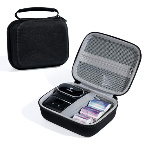Image of Phomemo Case for M110 /M220 /M250 /M221 /M108 Label Maker,Oxford Fabric Waterproof & Shockproof Portable Label Printer Storage Bag for Labels Roll, USB Cable, Black (Only Bag)