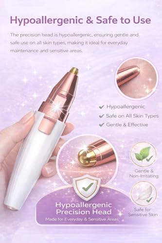 Image of ANTIL'S 2-in-1 Eyebrow Trimmer for Women | Facial Hair Remover for Face, Upper Lip, Chin, Cheeks & Nose | USB Rechargeable Epilator with Ring Light (White)