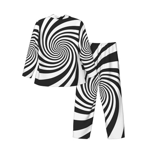 Psychedelic Spiral With Swirl Mens Pajamas Set Button Down Sleepwear Set Long Sleeve Loungewear With Pockets4