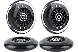 AOWISH Ride on Swing Twist Wiggle Car Polyurethane Replacement Wheels w/Bearings ABEC-9 (2 Front Wheels with Convex Hub, 2 Rear Wheels with Concave Hub) (Black)