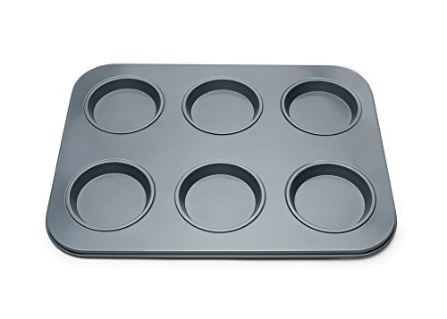 Fox Run Non-Stick Baking Pan, 6 Cup Large Muffin Top, Metallic