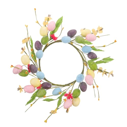 GOOHOCHY Couronne de Pâques Oeufs Colorés Décoration Murale Unique pour Porte Fête de Pâques Printanière Intérieure et Extérieure