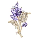 YUUTIAL Crystals Brooches for Women Girls, Elegant Shining Rhinestone Flower Brooch Pins with Jewellery Bags, Jewellery Gifts for Valentine's Day Anniversary Holiday