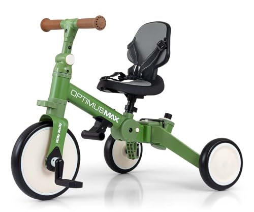 Milly Mally Tricycle 5in1 Optimus Max Baby-Dreirad Dreirad für Kinder mit Steuergriff für Eltern 1 bis 4 Jahren (Green) – Bild 8