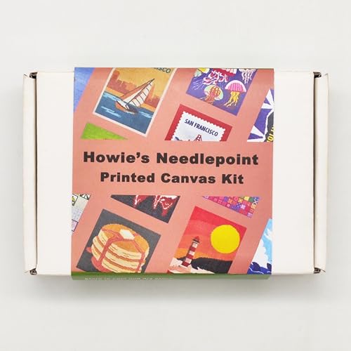 Image of Howie's Needlepoint Needlepoint Kits, 18CT Printed Embroidery Pattern Starter Kits, Stamped Patterns Canvas Kits(Jack-o'-Lantern,4x4inch)