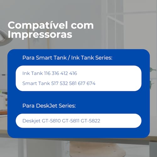Kit 4x Tinta Compatível Para Hp GT51 GT52 GT53 Ink Tank 416 412 116 316 Smart Tank 517 581 532 617 6