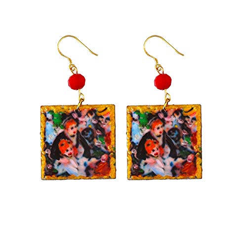 Boucles d'oreilles Renoir en bois peint à la main et argent d'artisanat d'art italien