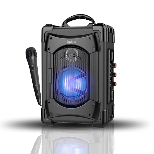 IRUYEE Portable Bluetooth Speaker with Microphone, Speaker with LED Lights for Kids and Adults...