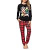 Marvmys Ensemble De Pyjama Femme Coton Hiver Vêtements De Nuit Manches Longues Pyjamas Imprimé Motif de Noël avec Poches S-XXL