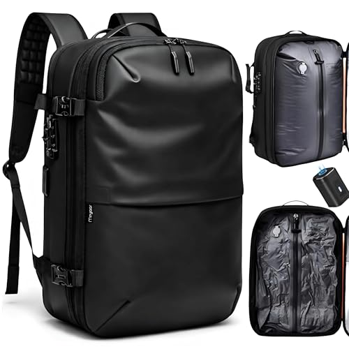 Image of Meyaar 60L Vacuum Compression Travel Backpack with Air Pump Included, Expandable Space Saver, Waterproof, TSA Lock & Multi-Pocket Design Laptop Backpack with USB Charging