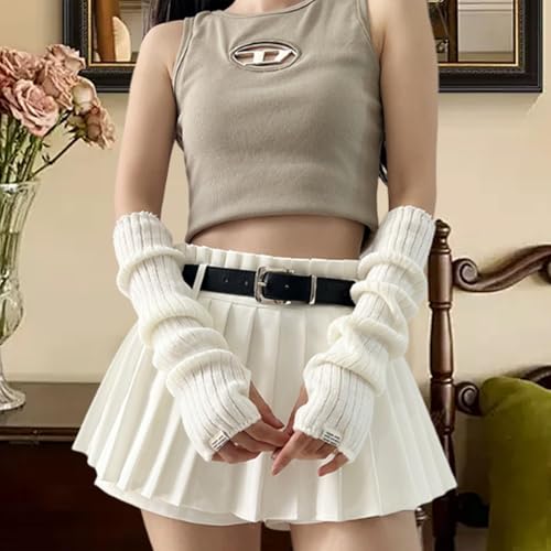 Arm Warmers Fashion Arm Sleeves Thumb Hole Wrist Warmer Long Fingerless Gloves4