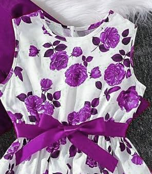 Image of ER Life Style Girls Floral Printed Frocks and Dresses (Magenta, Age 2-3 Years, Knee-Length, A-Line, Cotton)