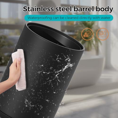 Image of 2.1 Gallon /8L Bathroom Trash Can, Small Garbage Can, Open Top, Modern Waste Basket, for Bedroom, Hotel Toilet, Kitchen, Office (Black)