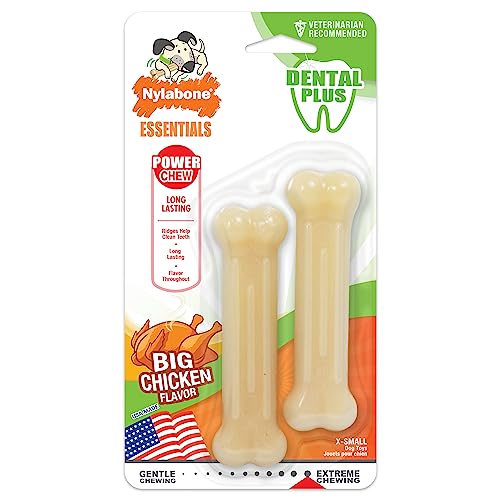Nylabone Daily Dental Bone Dog Chew Toy, X-Small, for Dogs up to 7kg (pack of 2)