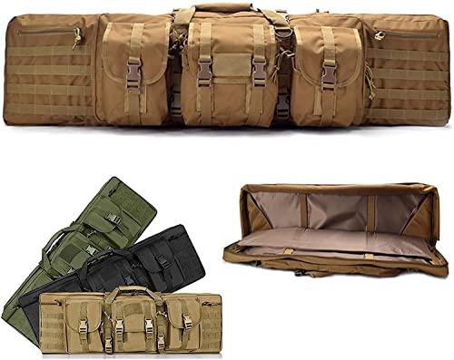 Taktische Doppel waffenkoffer, Jagdtasche, Tragbare Waffentasche mit Schloss und Wasserdichter Funktion, Verstellbarer Gurt, Große Kapazität für Simulationstraining, Schießen Sand Color,93cm Cover
