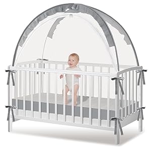 Crib Tent – Crib Net to Keep Baby in, Stop Baby from Climbing Out of Crib, Pop Up Baby Crib Tent with Durable Breathable Net Double Zipper Strong Rods Installation Convenience