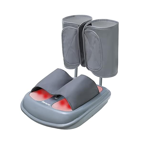 Fußmassagegerät Elektrisch，2 in 1 Beinmassagegerät mit Wärmefunktion zur Förderung der Durchblutung，6 Massage Modi und 3…