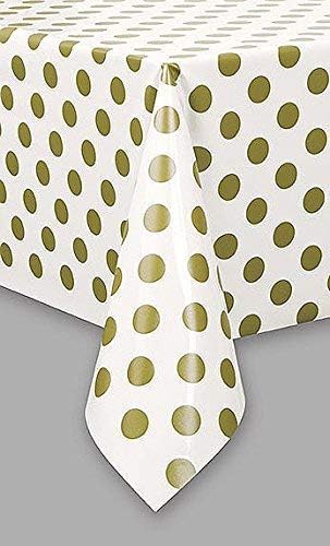 Unique Polka Dots Rectangular Plastic Table Cover, 54" x 84", Gold