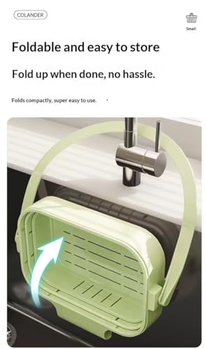 Image of Kitchen Sink Drain Basket, Double Layer Strainer Food Waste Filter Baskets,Hanging Sink Drains Holder,Detachable Strain Basket, Easy to Clean (Green Round) (Green Square)