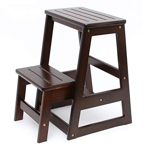 GenSDH Foldable Wooden Ladder Stool, 2 Colors