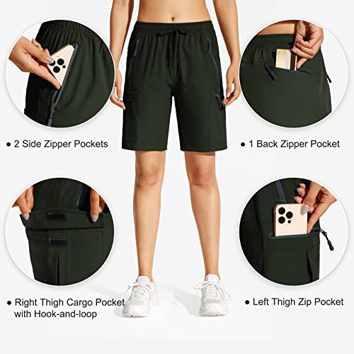 Capol Women's Hiking Cargo Shorts 8.5" Quick Dry Summer Shorts Lightweight For Golf Travel Athletic With Zipper Pockets Army Green Xs #TOP3