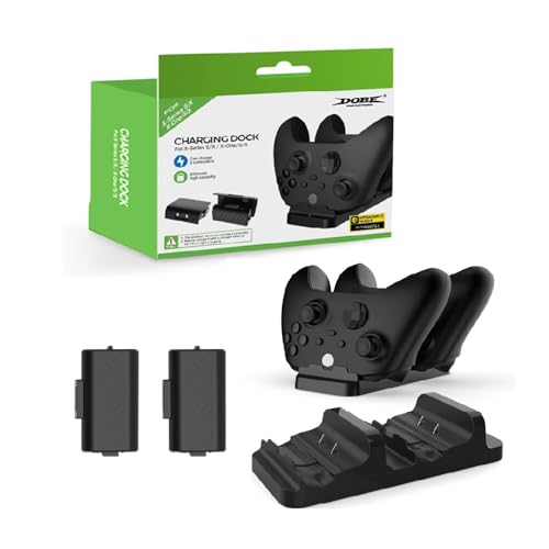 Kit Base Carregador Dock Duplo para Controle Manete Joystick Xbox One Series S/X + 2 Baterias 800mAh