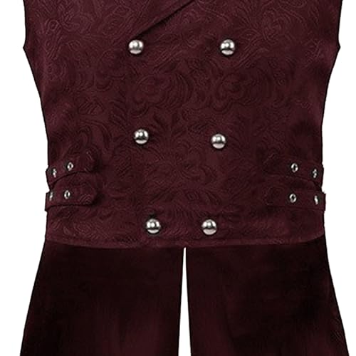 DGHM-JLMY Mens Gothic Steampunk Double Breasted Vest Sleeveless Paisley Tailcoat Vest Waistcoat Jacquard Brocade Suit Vest3