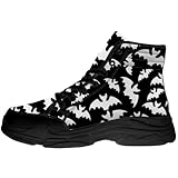 Men's Women's Bat High Top Sneakers,Halloween Lace-up Canvas Platform Shoes,Gifts for Her Him,Black,US Size 10 M/12 W