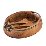 Comparison: Best Nambé Yaro Wood Salad Bowls 9 nambe Anvil Salad Bowl with Servers | Large Wooden Serving Bowl for Fruit, Salads | Made of Acacia wood and Iron Finished Nambe Alloy | Designed by Neil Cohen