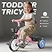 Umatoll Tricycle for Toddlers 2-5 Year Old, Ajustable Toddler Bike Outdoor Toys, Birthday Gift for Girl Age 2-4, Trike with Light up Wheels