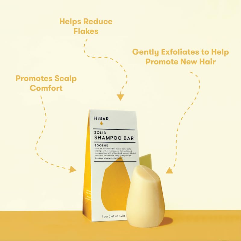 Image of HIBAR - Soothe Shampoo Bar - For Dry, Itchy, Flaky Scalps - Improves Scalp Health - With Willow Bark Extract & Salicylic Acid - Plastic-Free - Soap, Paraben & Sulfate-Free - Color Safe - 1 Solid Bar