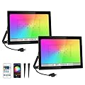 T-SUN RGB Flood Lights Outdoor, 1000W Equivalent Color Changing Landscape LED Light with APP & WiFi & Remote Control, Waterproof Floodlight with 16 Million Colors, Timing, Music Sync (100W-2Pack)