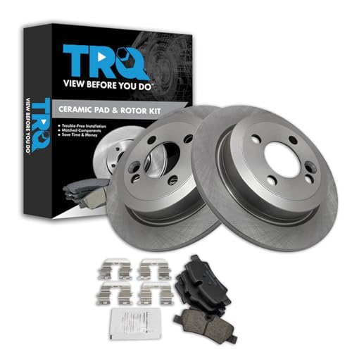 Image of TRQ Rear Brake Pad and Rotor Set Ceramic Compatible with 2014-2015 Mini Cooper