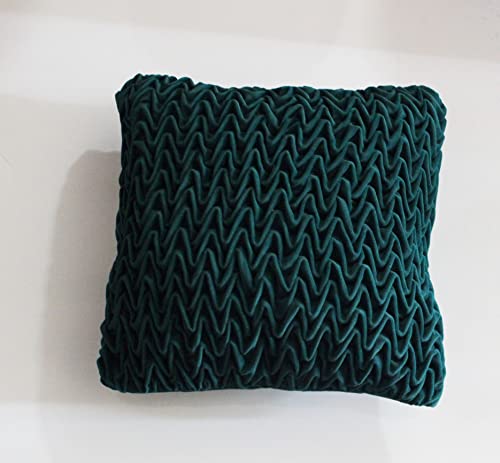 Image of Monstera Hut Corded Wavy Suede Emerald Green Cushion Cover Pack of 2, (Cushion Cover 16x16inch) (40.6 x 40.6 cm)