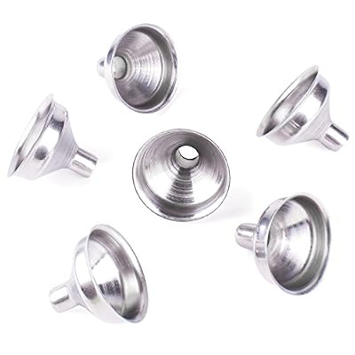 Super Z Outlet 1.25 Stainless Steel Mini Funnels for Miniature Bottles, Essential Oils, DIY Lipbalms, Cooking Spices Liquids, Homemade Make-Up Fillers (6 Pack)