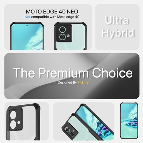 Image of Outlouders Back Cover for Motorola Moto Edge 40 Neo | Ultra Hybrid Transparent | Full Camera Protection | Raised Edge | Crystal Clear Bumper Case(Black)