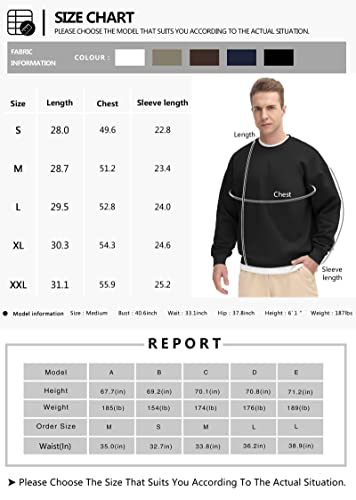 The Gym People Men's Fleece Crewneck Sweatshirt Thick Loose Fit Soft Basic Pullover Sweatshirt(Black, X-Large) #TOP6