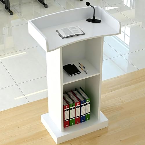 IOEDHW Podium en Bois Blanc, pupitres d'église Portables, pupitres de Salle de Classe, pupitres de réception sur Pied pour conférence, Auditorium,...