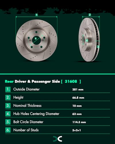 Image of SCITOO Brake Kits Front Rear Brake Rotors Brake Pad:D1293;D1212;31434;31608 | Fit For Lexus For ES300h /For ES350 /For Toyota For Avalon 2013-2018,For Camry 2012-2017
