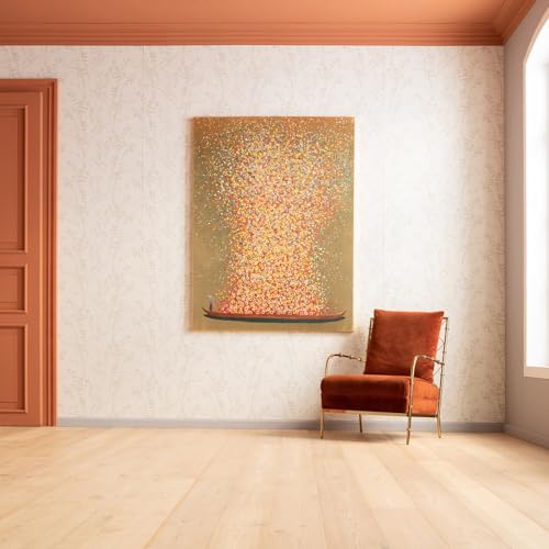 Kare Design Picture Touched Flower Boat, Gold/Red, 120x160cm, canvas in cotton, hand painted details, canvas wall art