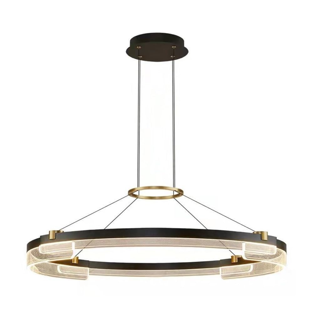 Lustre LED noir et or de 60 cm idéal pour sublimer l'ambiance de votre salon
