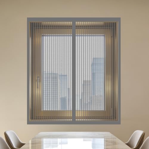 Mosquitera Ventana 80 x 175 cm Mantiene Insectos, Moscas y Mosquitos Fuera Mosquitera Ventana Magnetica Fácil Instalación Adhesiva para Todas Las Ventanas, Gris