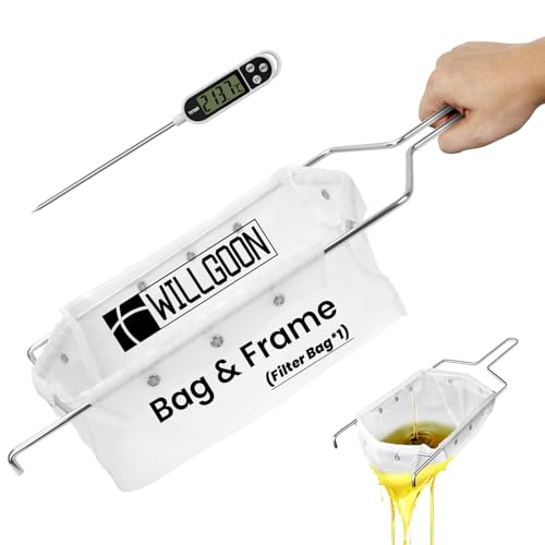 Image of Upgraded Fryer Filter Bag & Frame Set, Reusable Oil Strainer Compatible with 40L /60L Deep Fryers, Fine Mesh to Capture Crumbs, Durable for Home & Commercial Use, with 1 Professional Food Thermometer