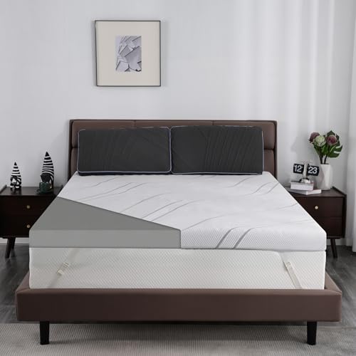 Ultra Firm Mattress Topper Queen Size, 3 Inch Extra Firm Mattress Pad for Pain Relief, High Density Support Bed Topper with Removable & Washable Cover, CertiPUR-US, No Smell