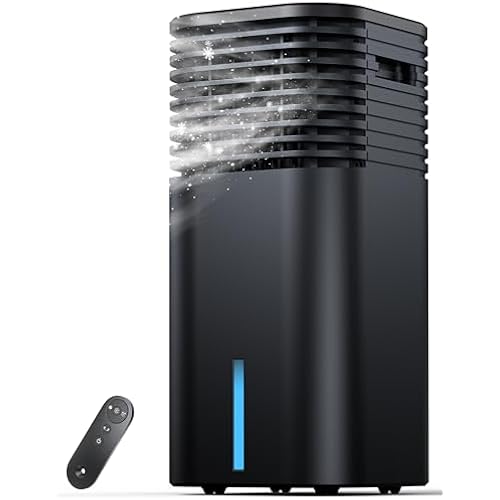 Windowless Portable Air Conditioner, 24.3" Small Evaporative Air Cooler for Room No Window, 3-Speed Settings, 4 Modes, 15H Timer, Remote Control, 4 Ice Packs, Quiet AC Unit for Bedroom, Inky